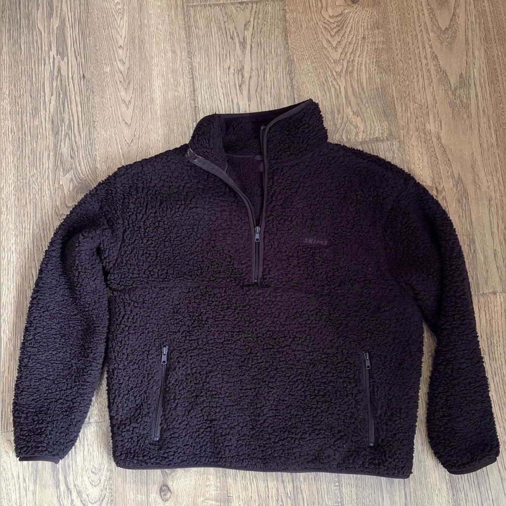 Women’s Skims Half-Zip Teddy Sherpa Pullover - chocolate brown size small